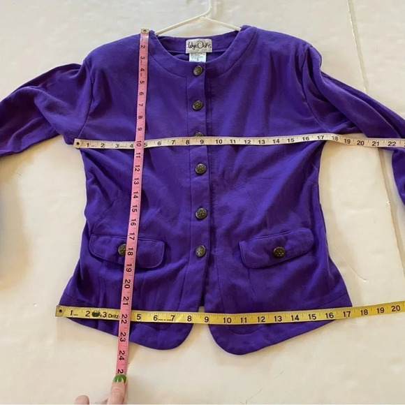 Vintage 80s Retro Granny Button Down Knit Jacket Blouse Size Small Purple - Picture 11 of 12